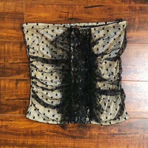 Vintage Lace black nude Strapless Dress Shirt Top - Picture 2 of 7
